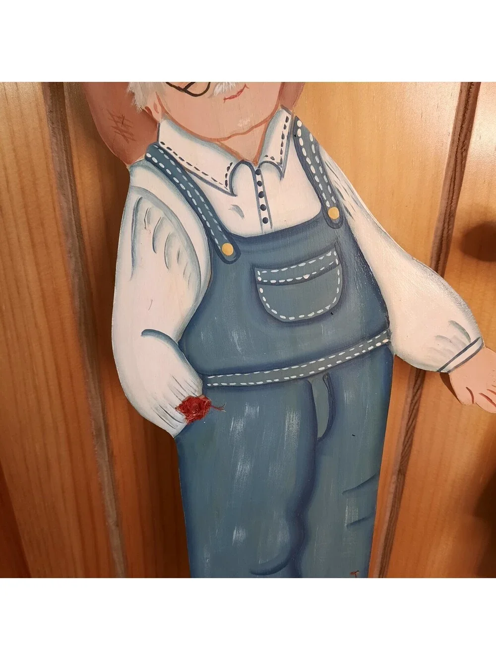Vtg Grandma Grandpa  Figurines Wooden Shelf Hanger 16x12.5